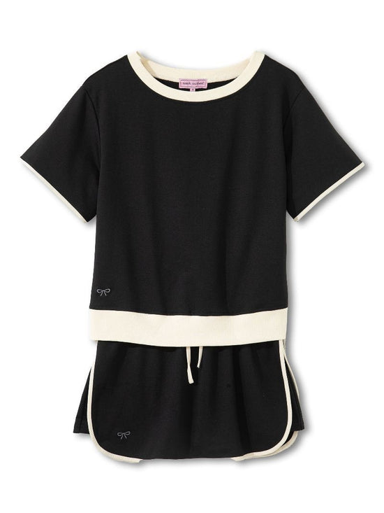 Black & Cream Sporty Chic Skort Set