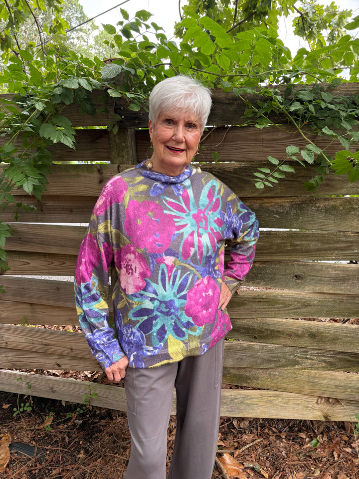 Cozy Bloom Roll Neck Sweater
