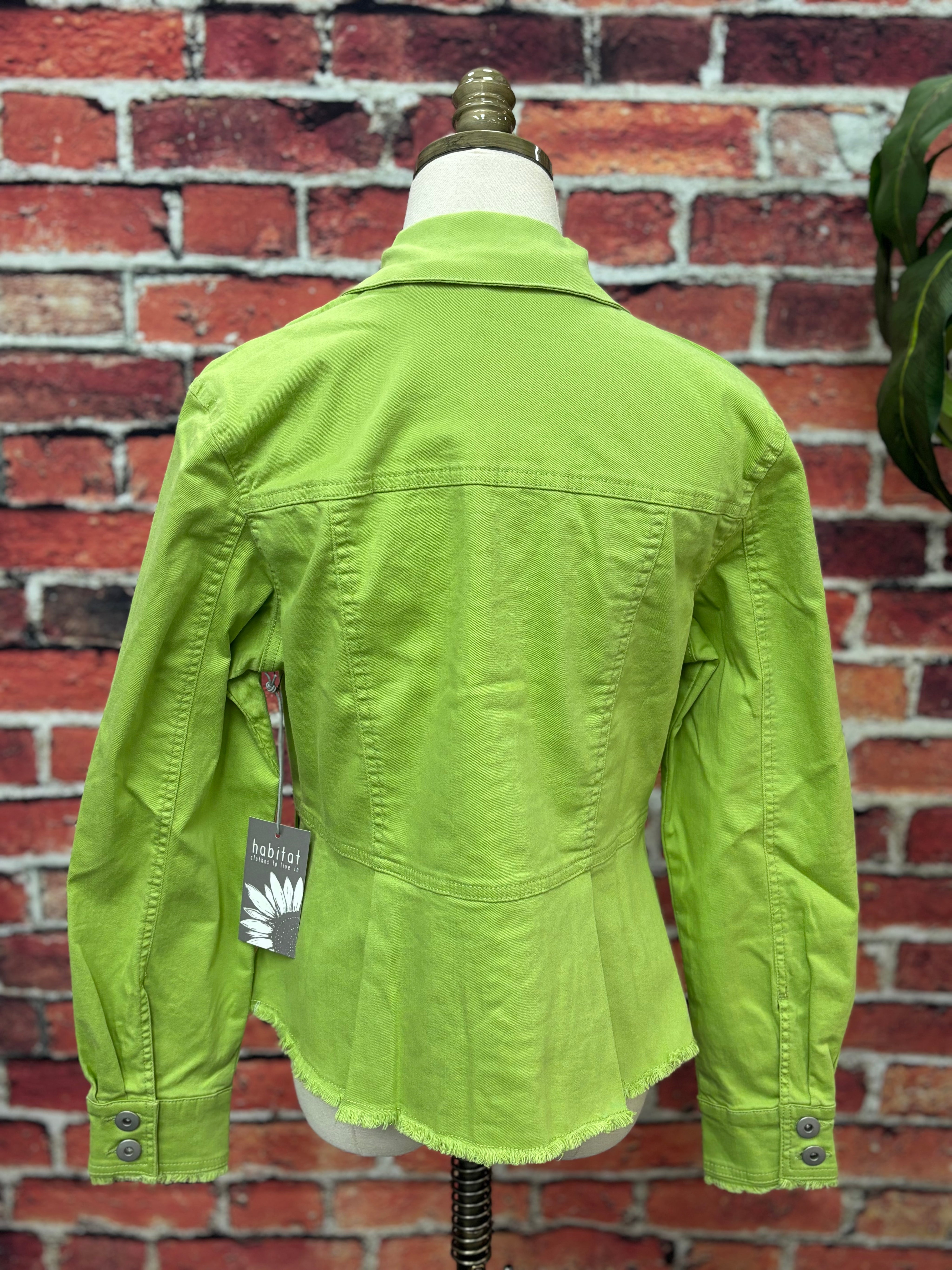 Leaf Stretch Denim Peplum Jacket