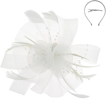 Load image into Gallery viewer, Mesh Feather Fascinator Headband *FINAL SALE*
