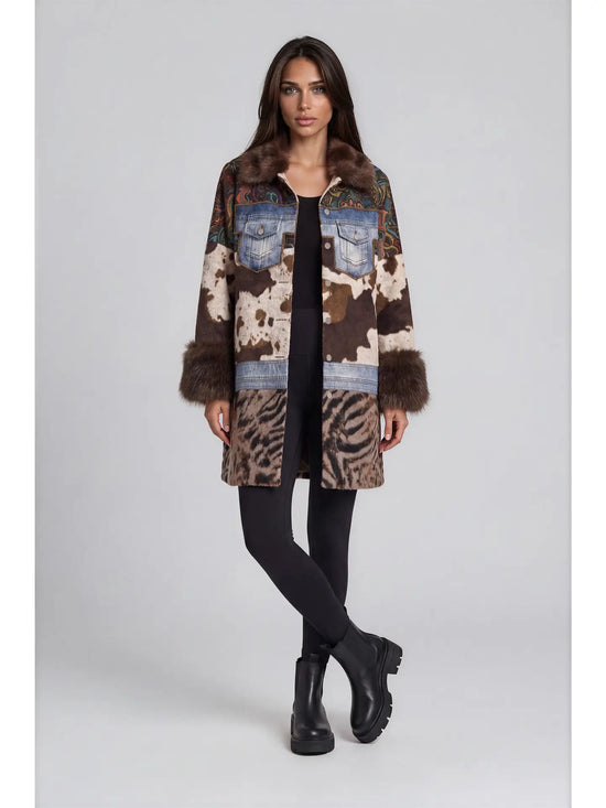 Mixed Media Faux Fur Statement Coat
