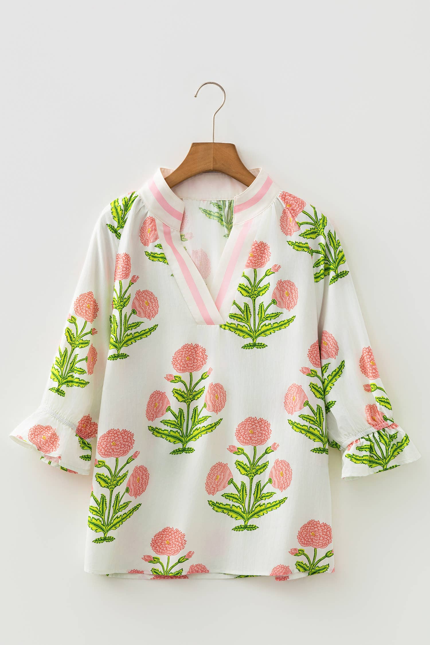 Spring Wild Flower V Neck Blouse