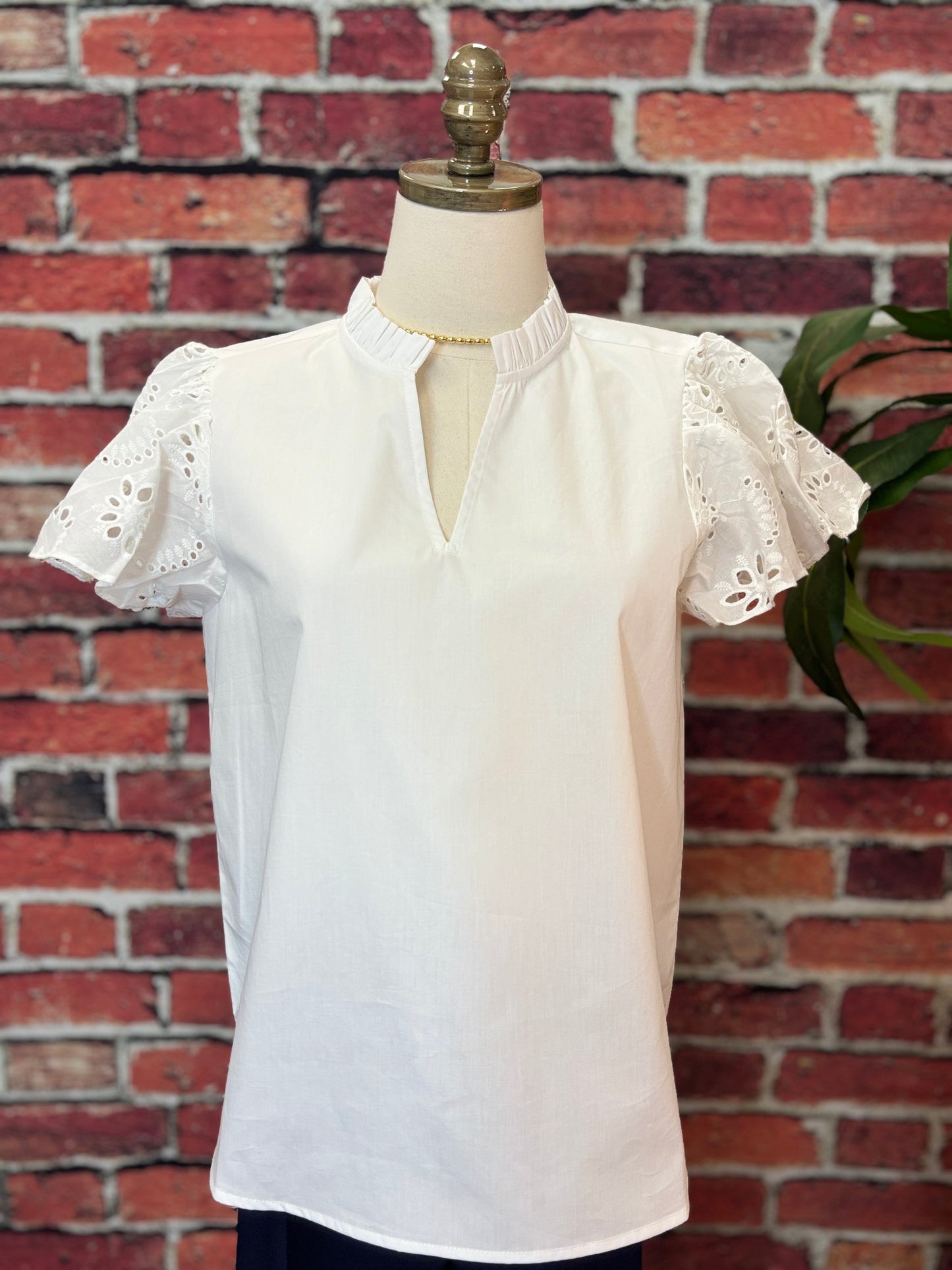 Dani Classic Cotton Poplin Flutter Sleeve Top *FINAL SALE*