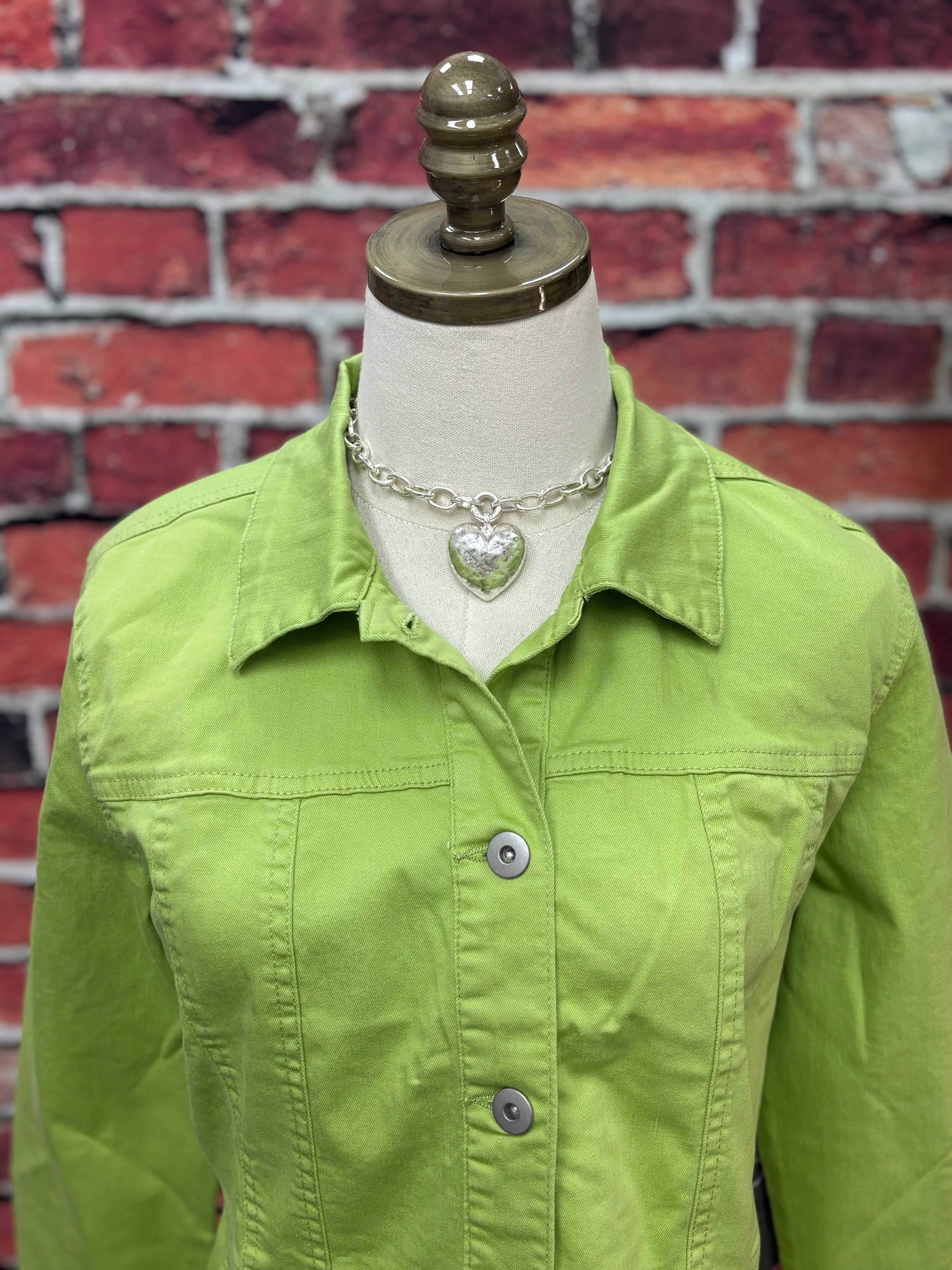 Leaf Stretch Denim Peplum Jacket