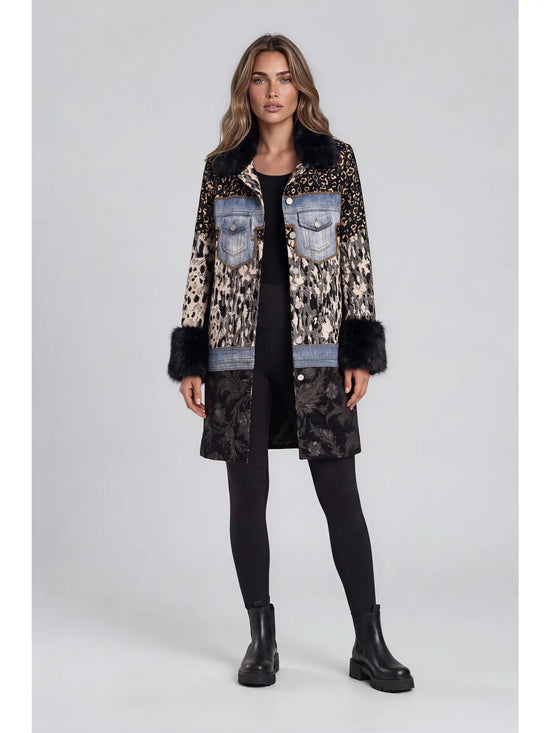 Mixed Media Faux Fur Statement Coat