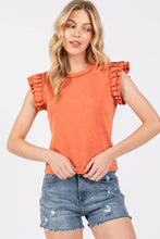 Load image into Gallery viewer, Mineral Washed Ruffle Sleeve Top
