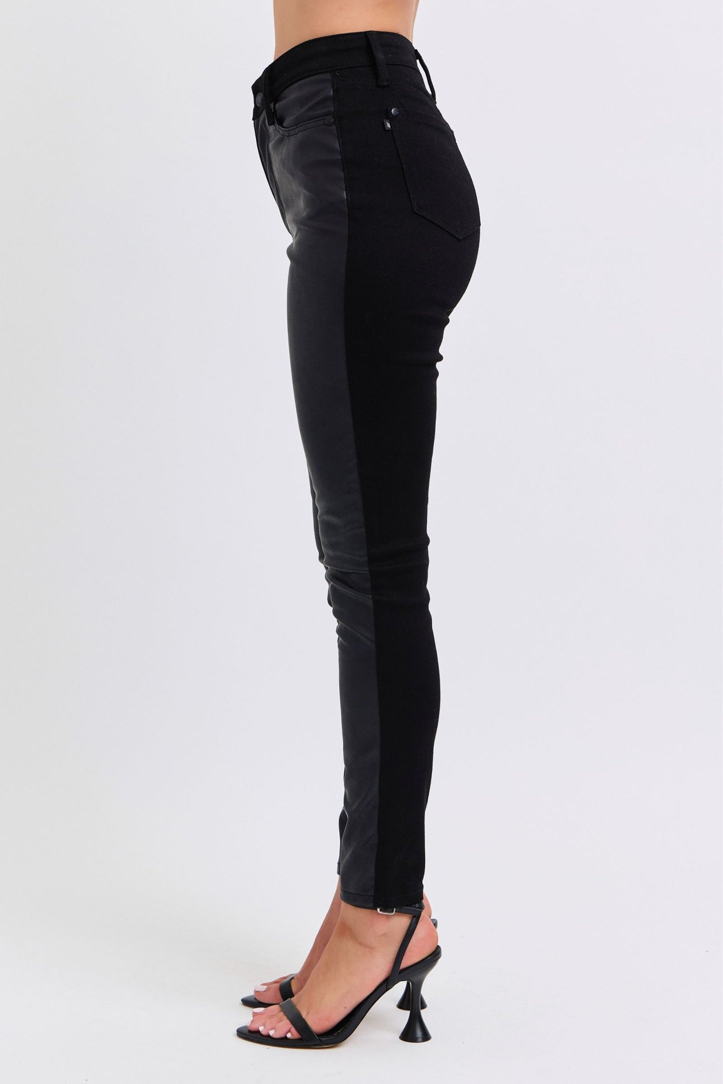 Judy Blue High Waist Leather & Denim Skinny