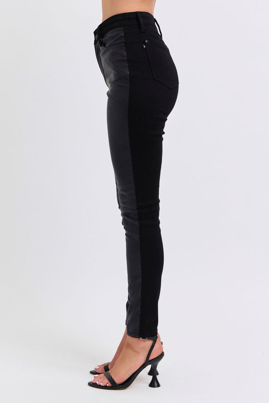 Judy Blue High Waist Leather & Denim Skinny