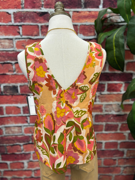Retro Bloom V-Neck Tank