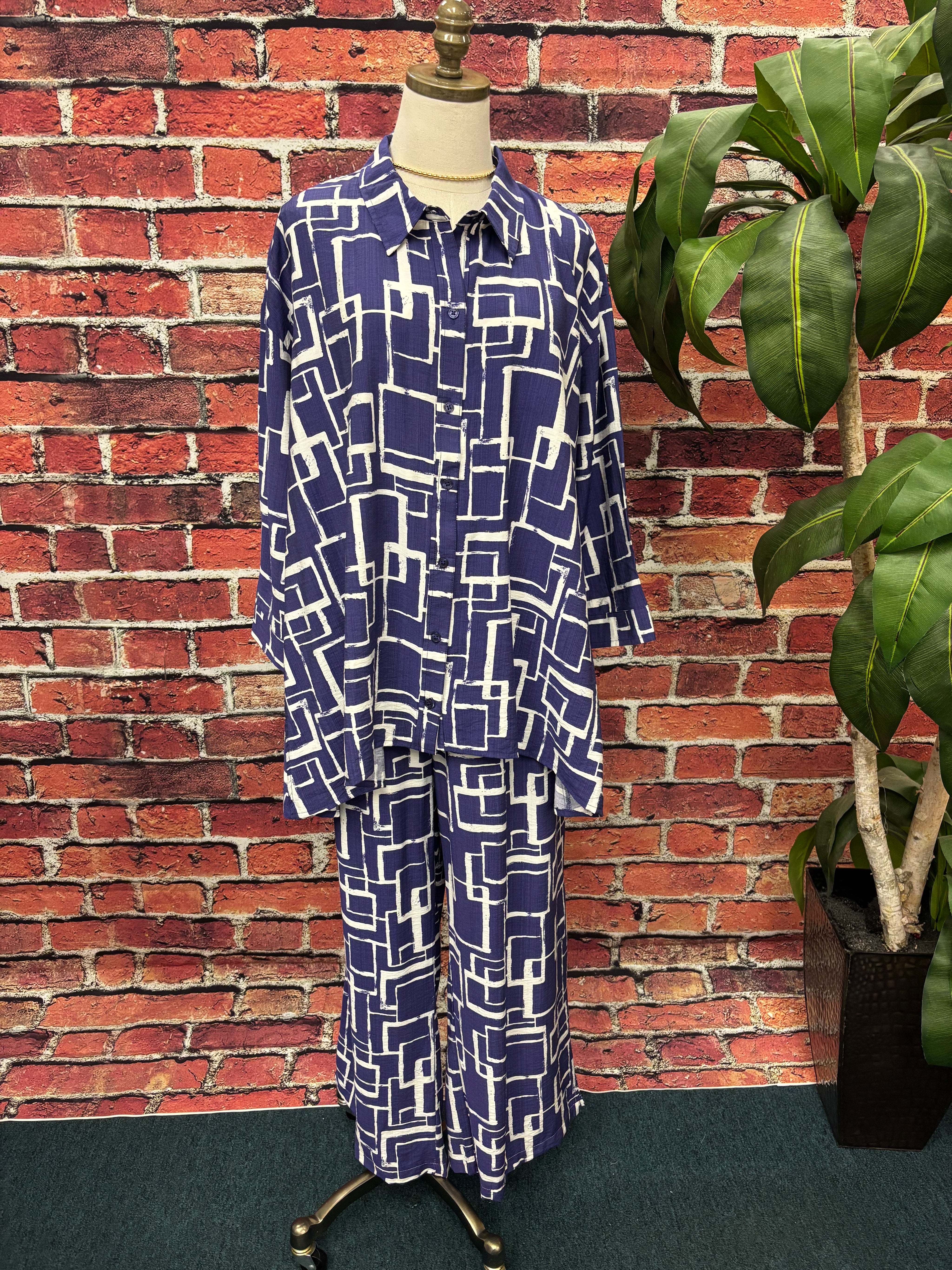 Modern Lines Button-Up Blouse