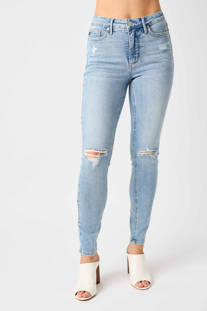 Judy Blue Mid Rise Tummy Control Destroy Skinny *FINAL SALE*