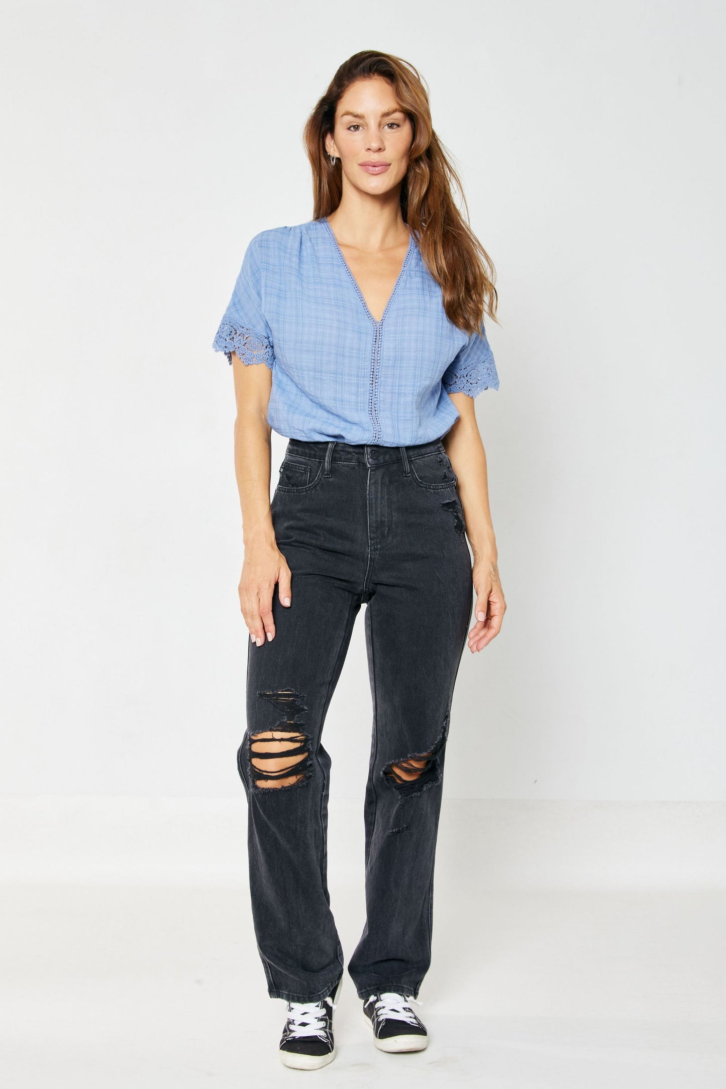 Judy Blue HW Rigid Magic 90'S Knee Destroy Straight