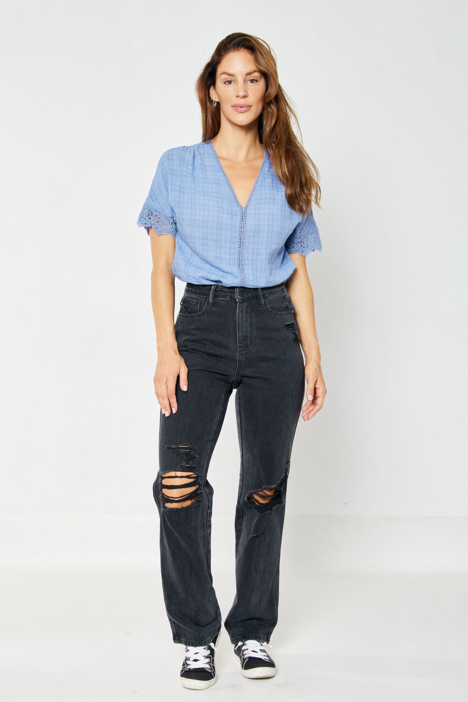 Judy Blue HW Rigid Magic 90'S Knee Destroy Straight
