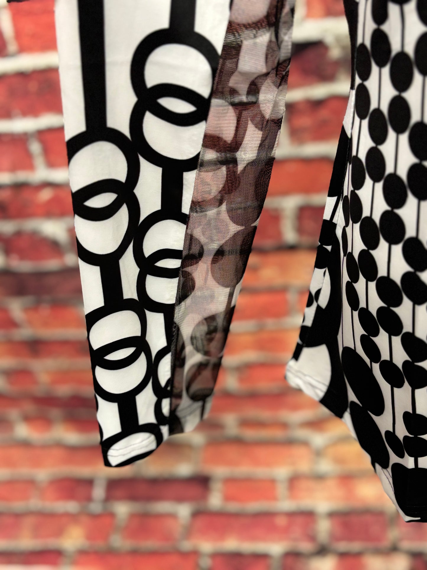 Black & White Modern Print UPF 50 Zip Top