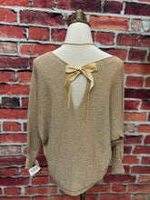 Load image into Gallery viewer, Gold Shimmer Bow Back Sweater
