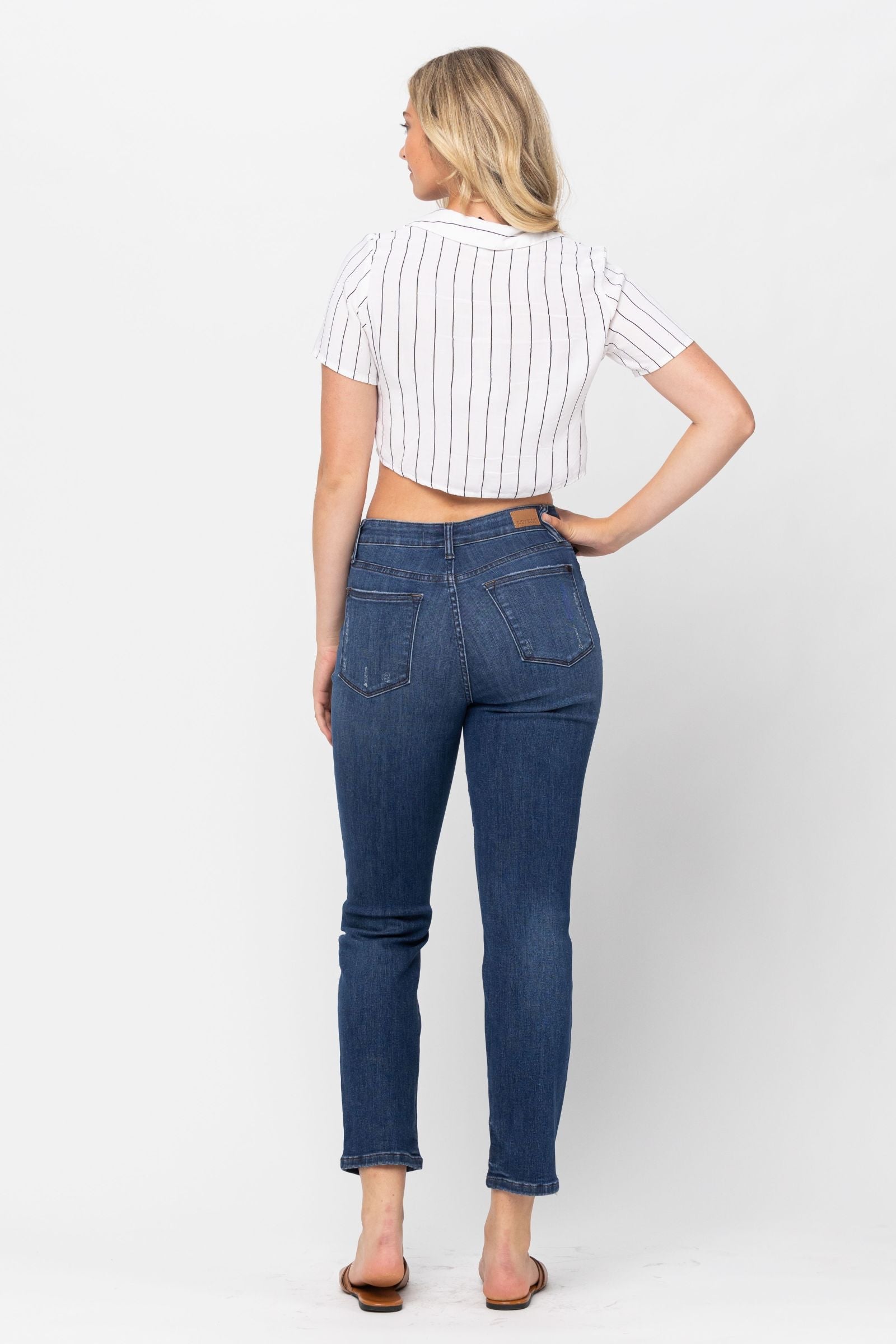 Judy Blue High Waist Zigzag Button Fly Boyfriend