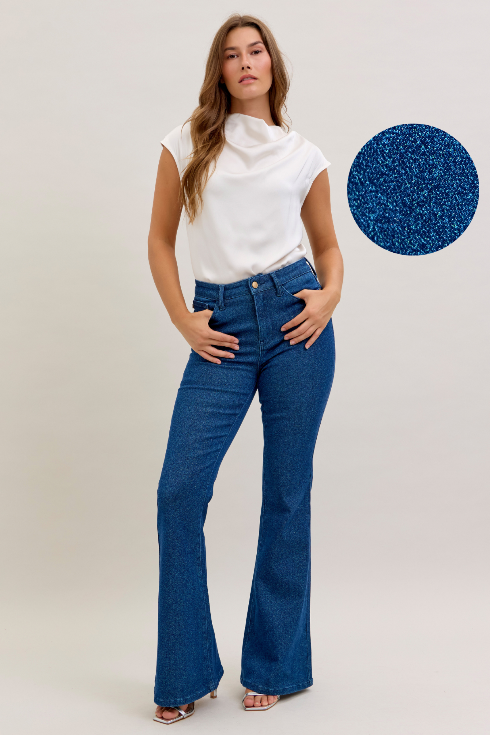 Judy Blue HW Sparkle Flare (Glitter Denim)
