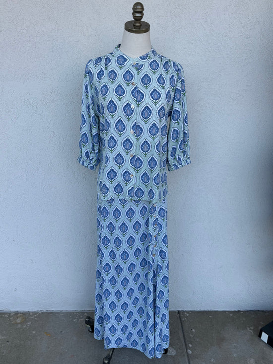 Bluebell Breeze Beaded Button Top