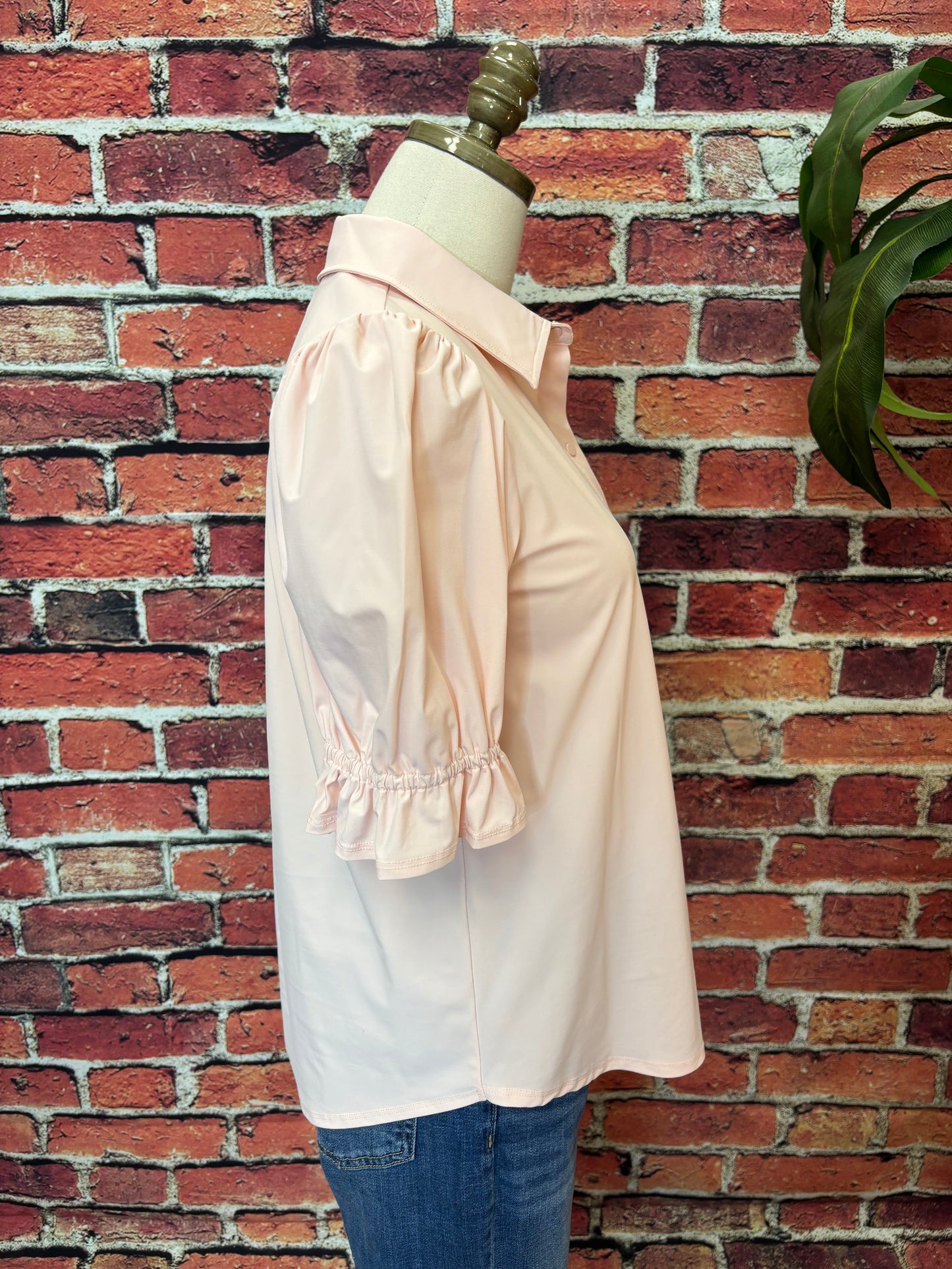 Snap Front Knit Blouse