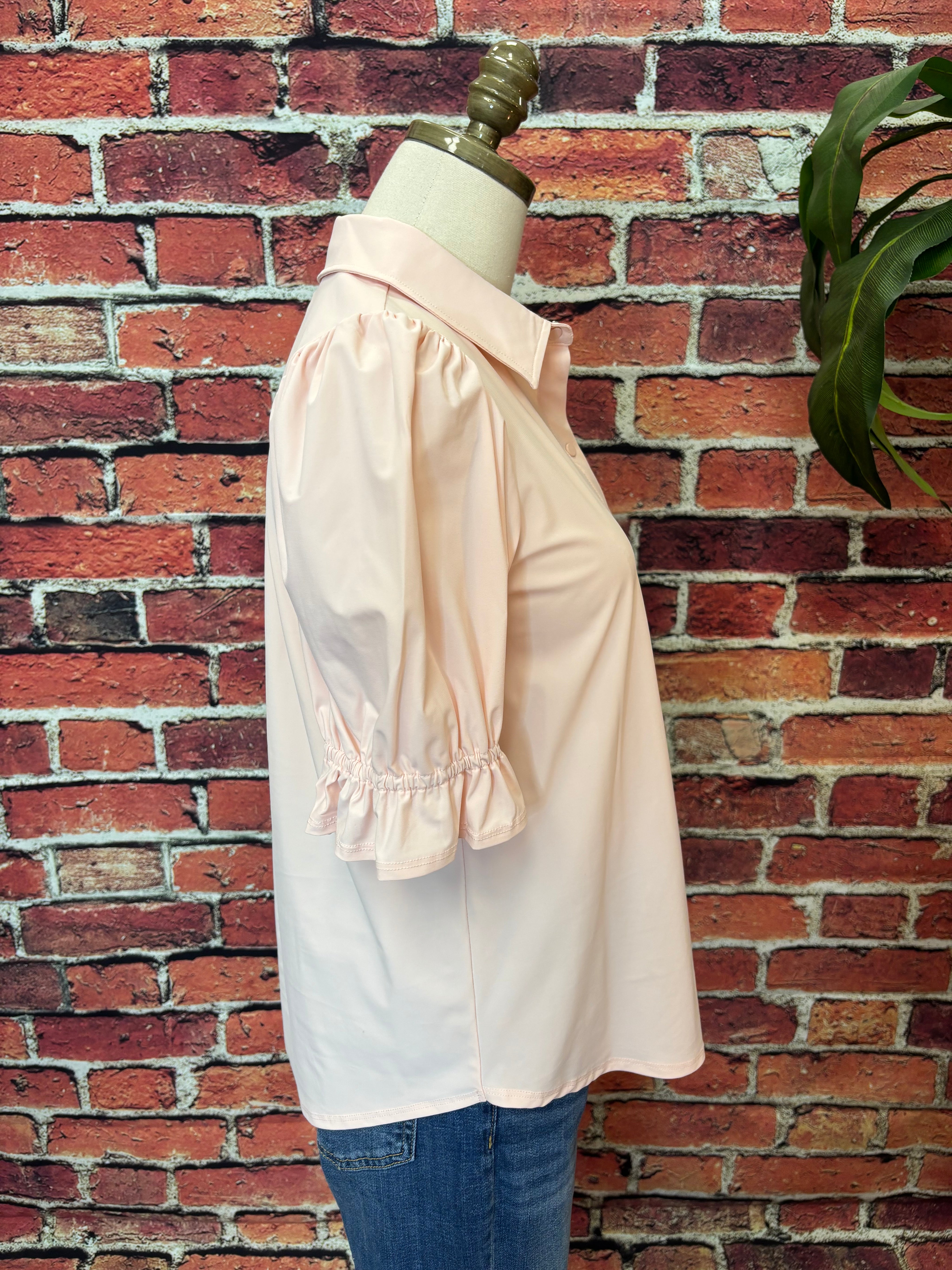 Snap Front Knit Blouse