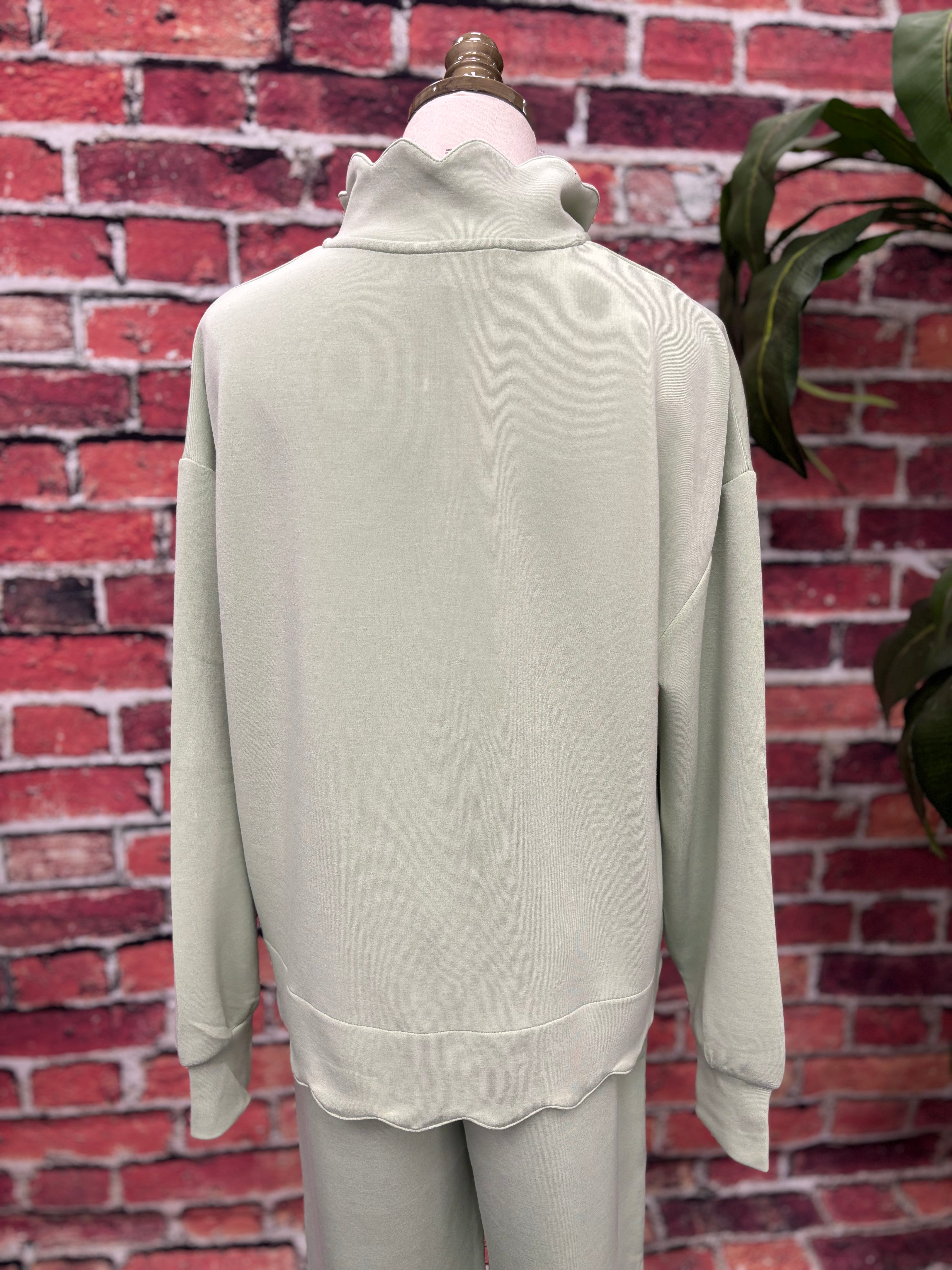 Scalloped Half-Zip Pullover