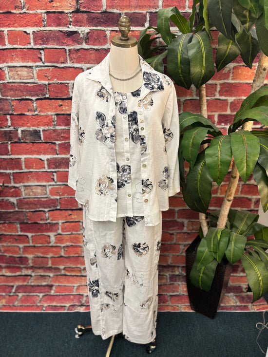 Neutral Bloom Linen Tank