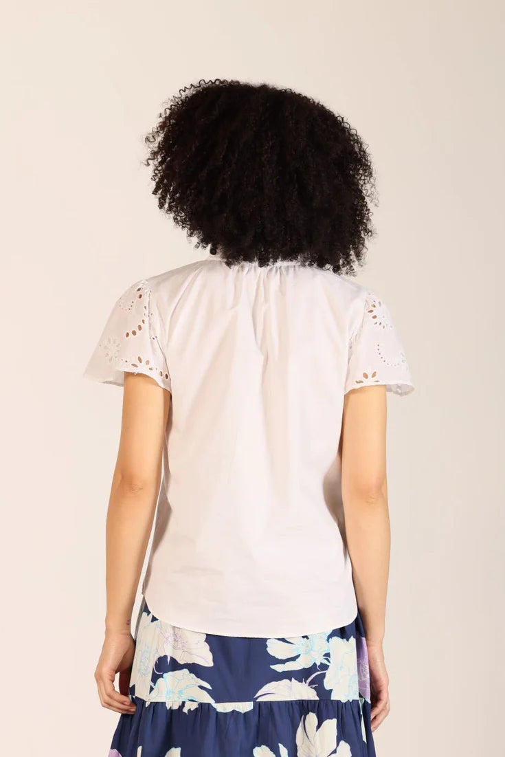 Dani Classic Cotton Poplin Flutter Sleeve Top *FINAL SALE*