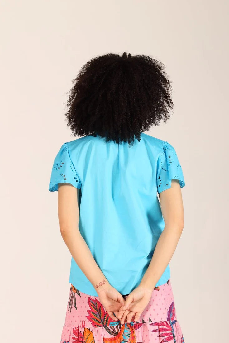 Dani Classic Cotton Poplin Flutter Sleeve Top *FINAL SALE*