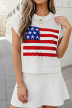Load image into Gallery viewer, USA Flag Graphic Short Sleeve Sweater Top
