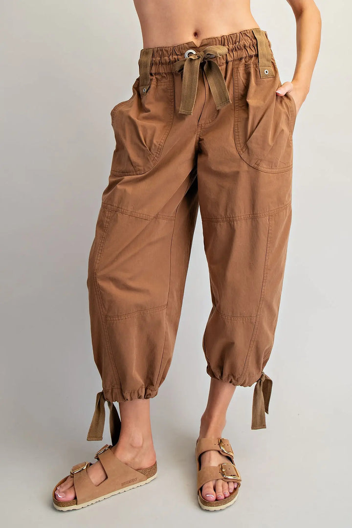 Mineral Washed Tied Cuff Jogger Pants