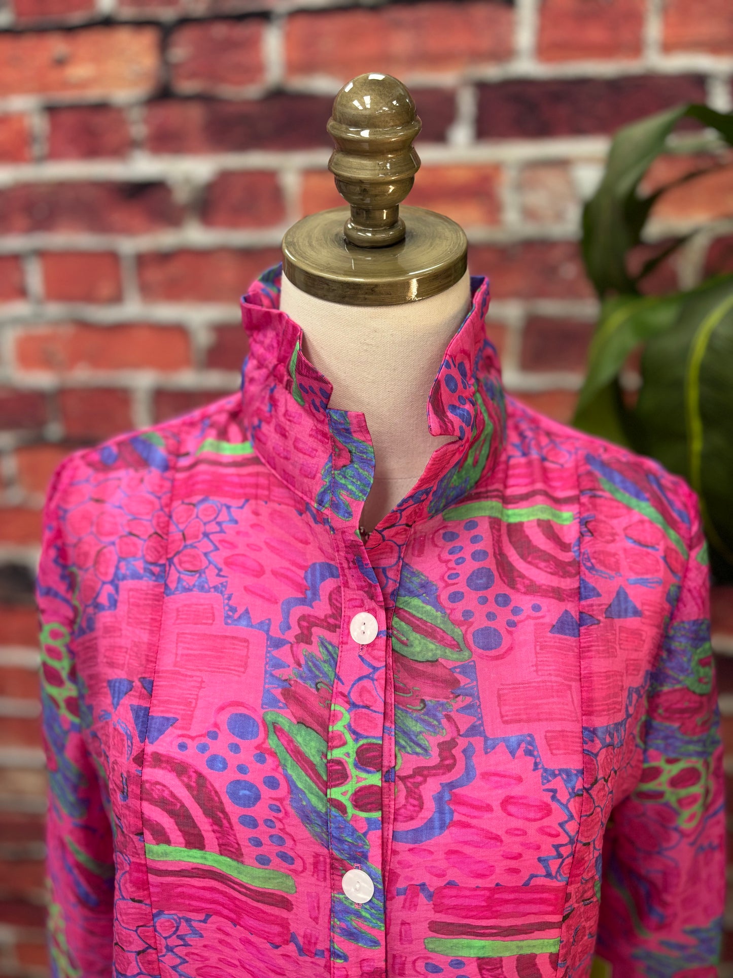 Vibrant Print A-Line Wire Collar Jacket