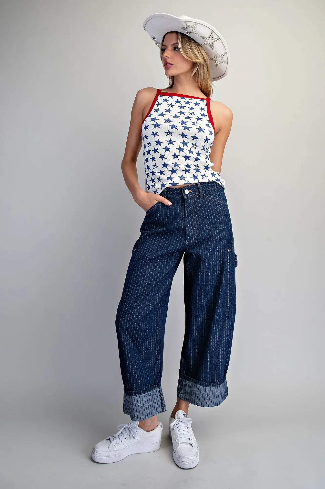 Bold Lines Striped Barrel Pant