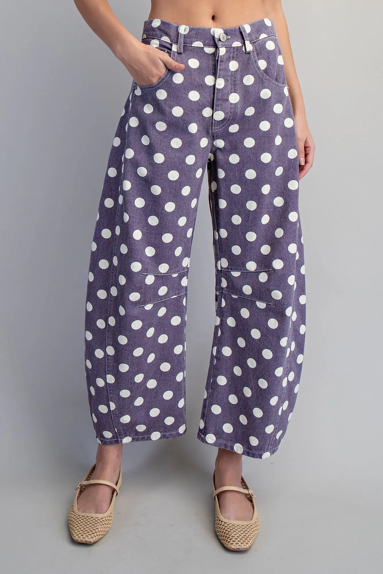 Mineral Washed Polka Dot Barrel Pants