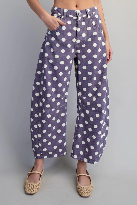 Mineral Washed Polka Dot Barrel Pants