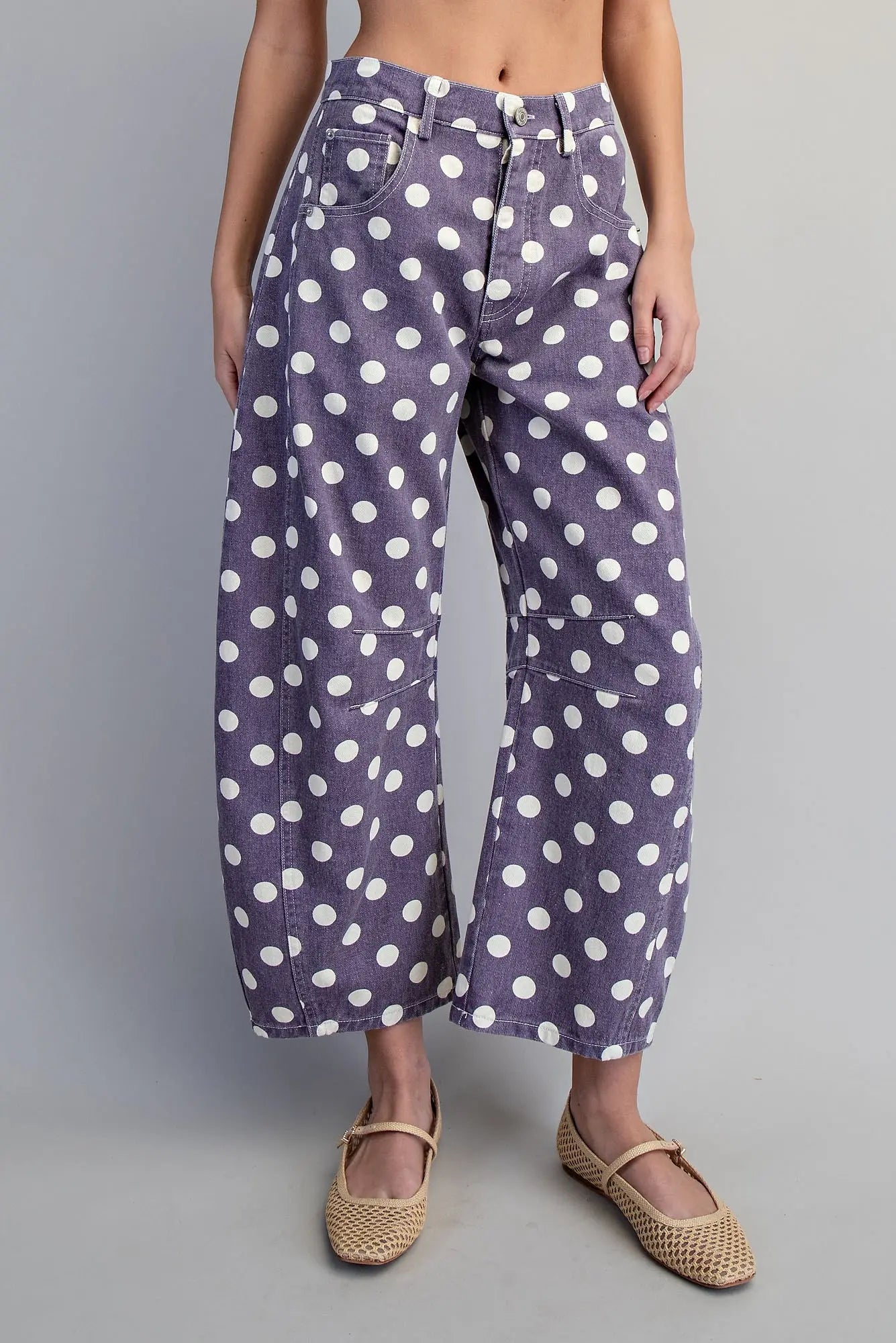 Mineral Washed Polka Dot Barrel Pants