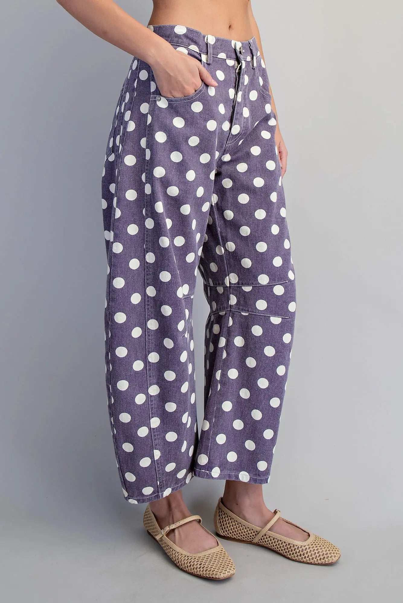 Mineral Washed Polka Dot Barrel Pants