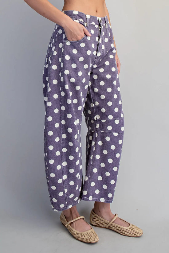 Mineral Washed Polka Dot Barrel Pants