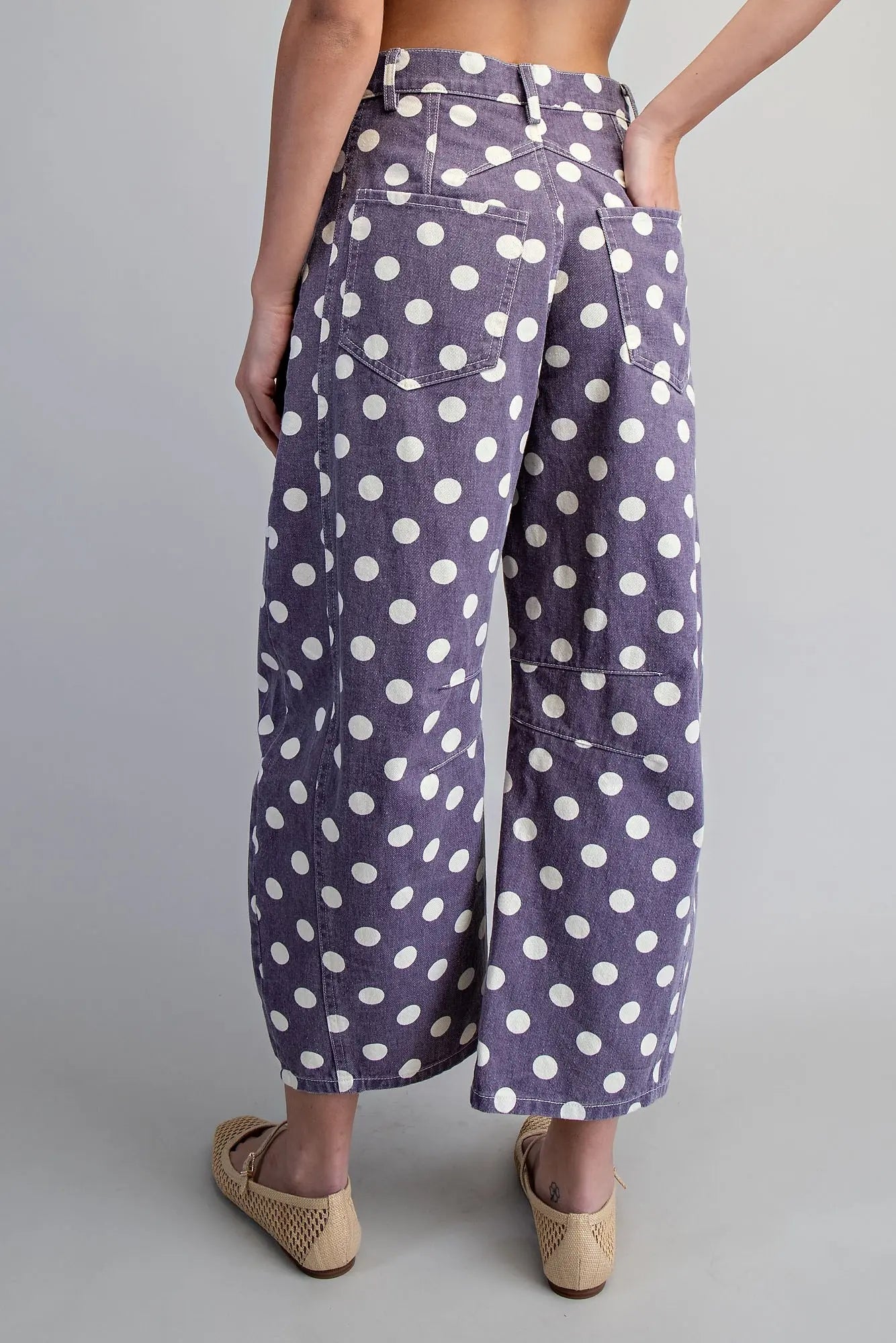 Mineral Washed Polka Dot Barrel Pants