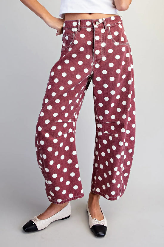 Mineral Washed Polka Dot Barrel Pants