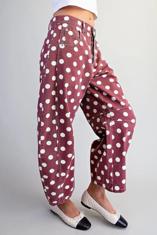 Mineral Washed Polka Dot Barrel Pants