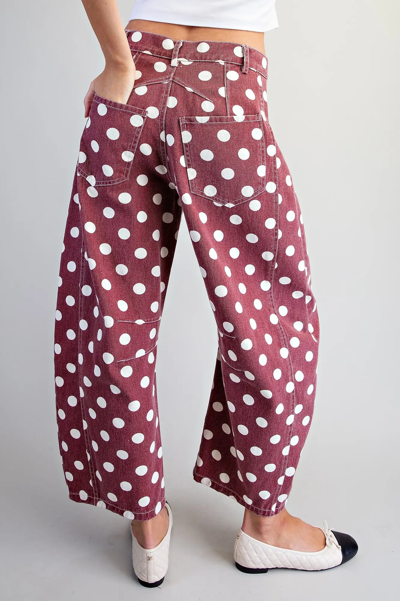 Mineral Washed Polka Dot Barrel Pants