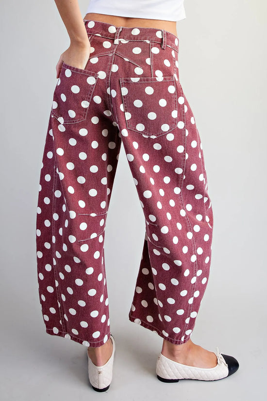Mineral Washed Polka Dot Barrel Pants