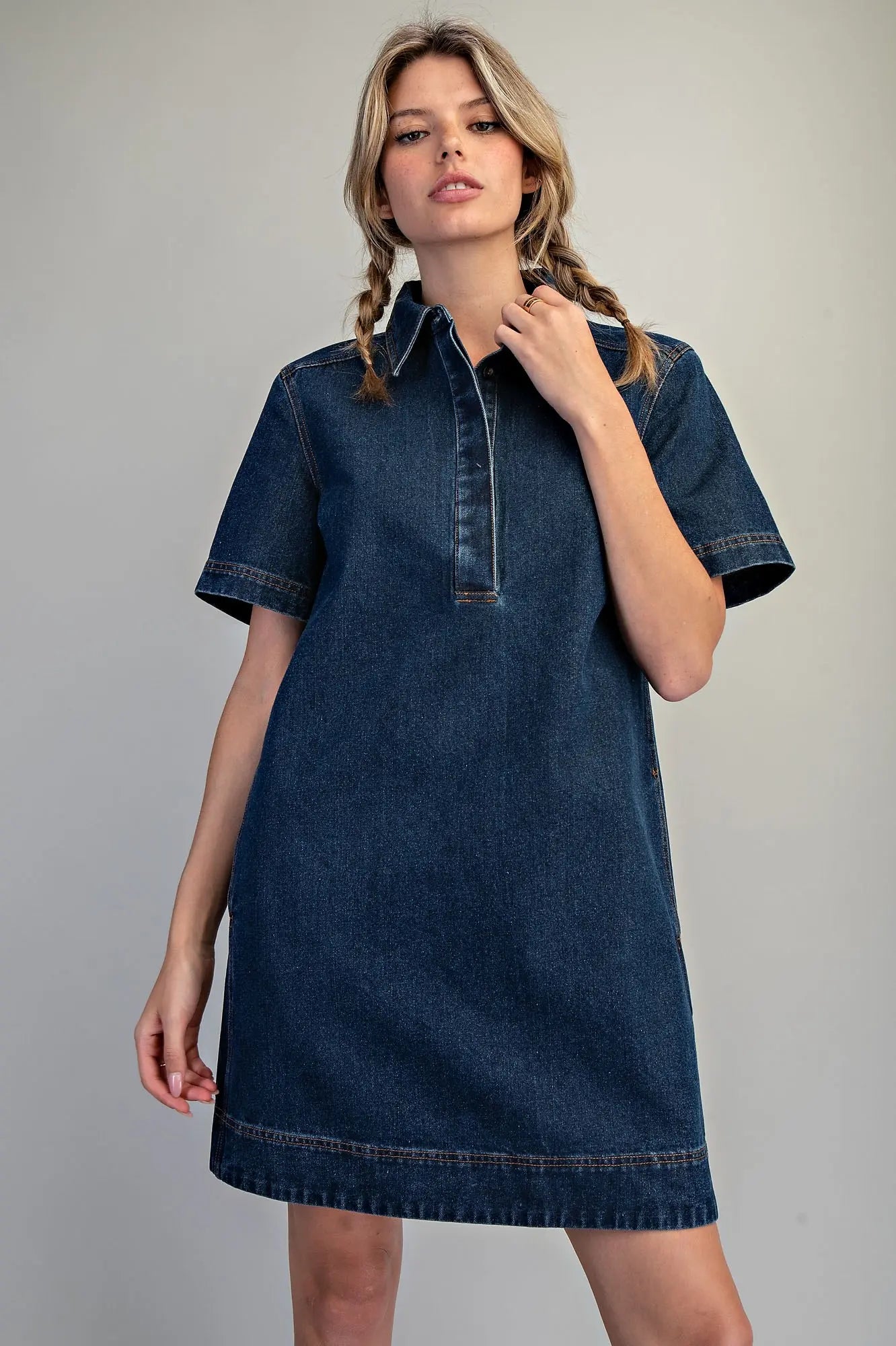 Collared Button Down Mini Dress