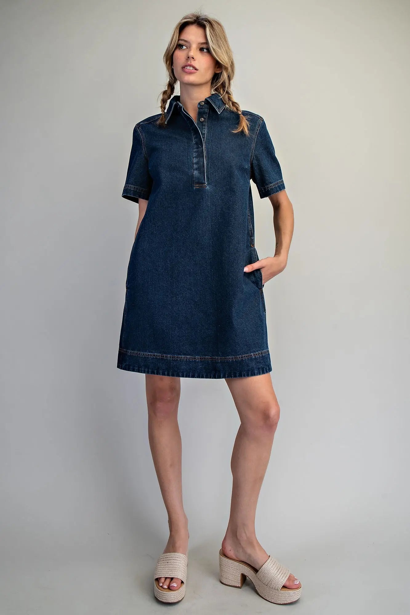 Collared Button Down Mini Dress