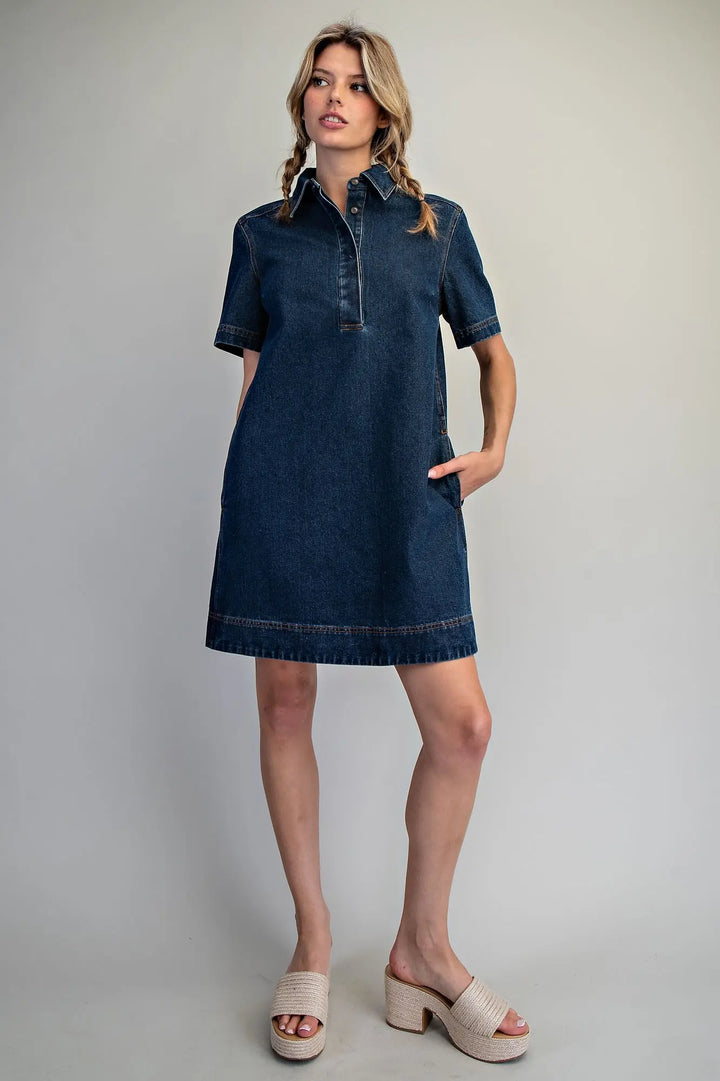 Collared Button Down Mini Dress