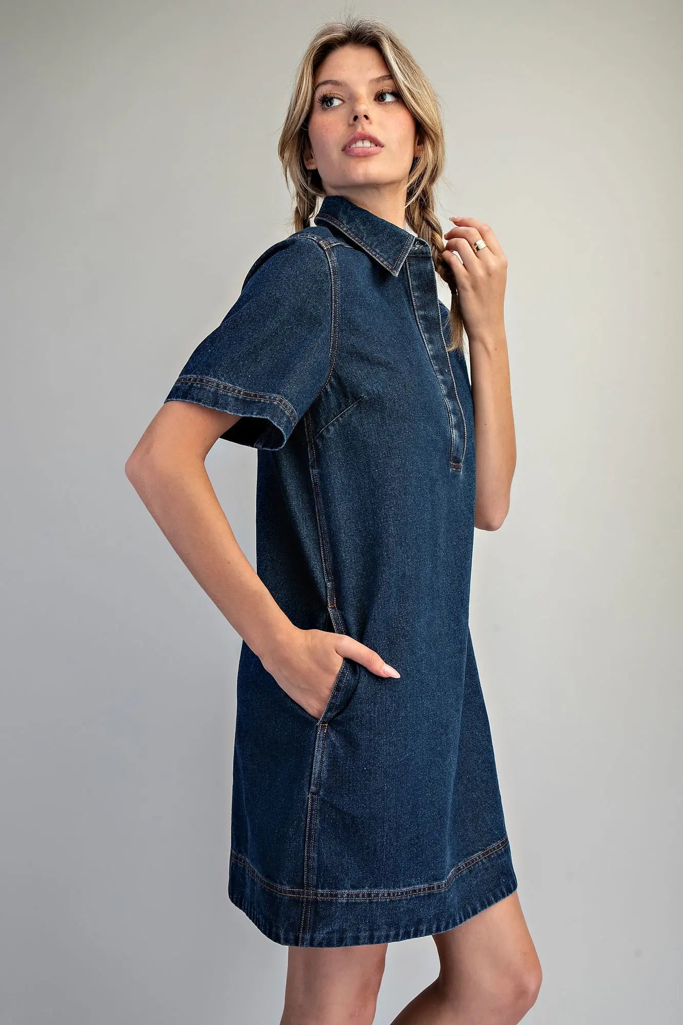 Collared Button Down Mini Dress