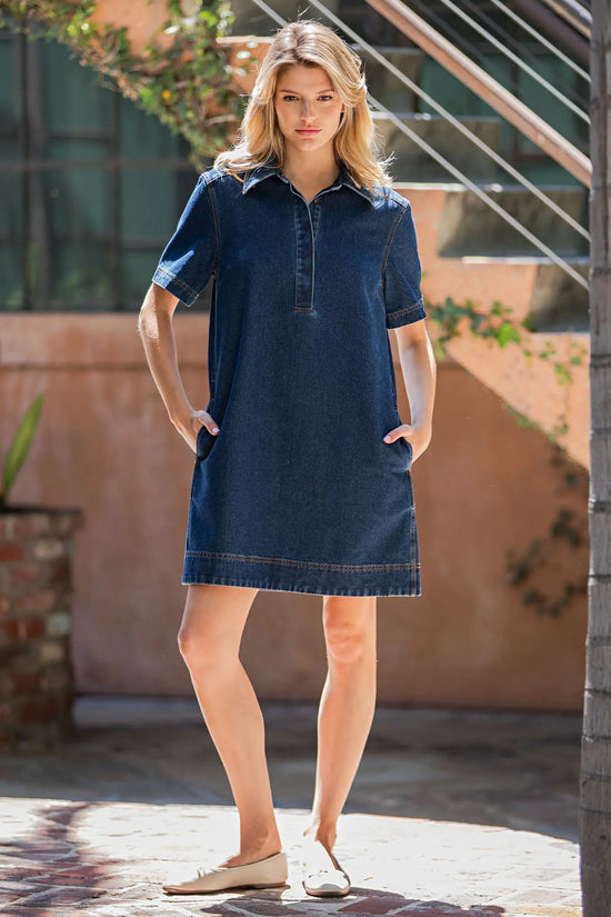 Collared Button Down Mini Dress