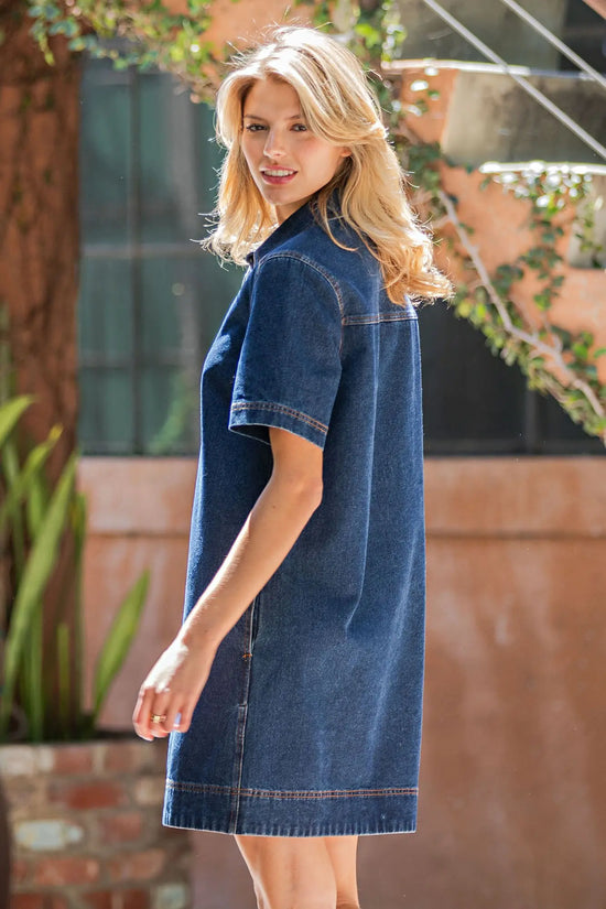 Collared Button Down Mini Dress