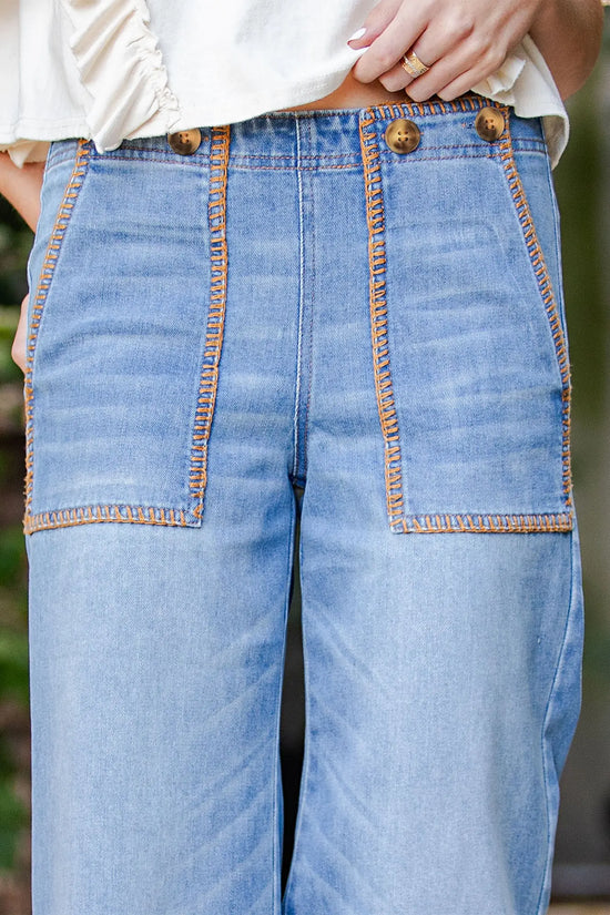 Whipstitch Pocket Cropped Pants