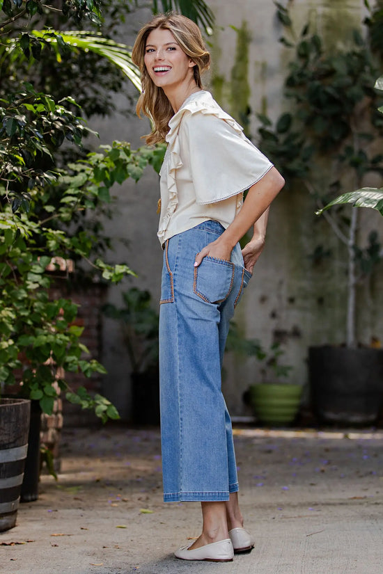 Whipstitch Pocket Cropped Pants